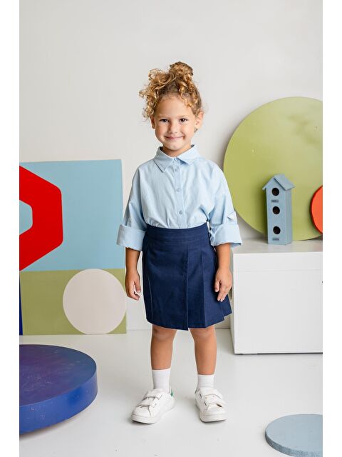 ZEYLAND Kız Çocuk Cep Detaylı Poplin Gömlek - Mavi - S000444514-17234