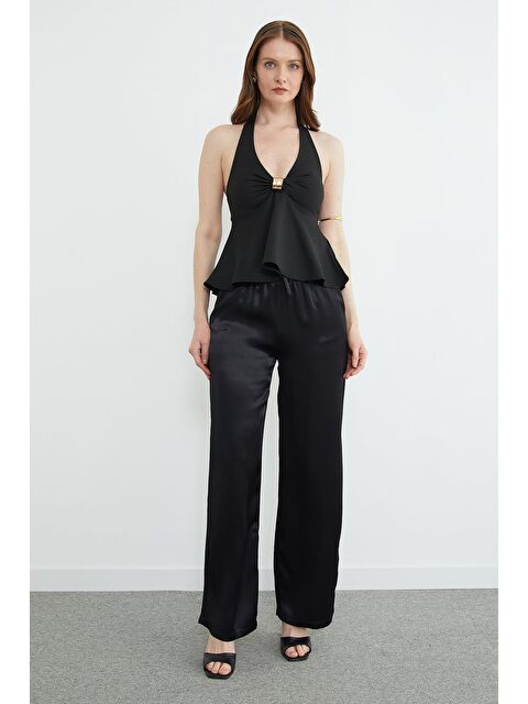 Fullamoda Beli Lastikli Cepli Palazzo Saten Pantolon - S000518247-19351