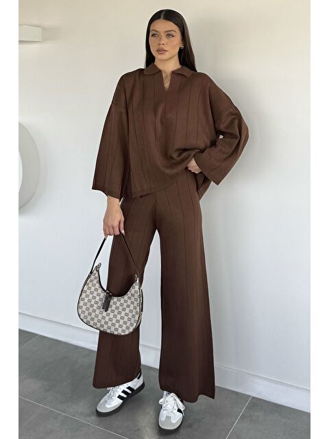 Gülseli Polo Yaka Bluz Pantolon Triko İkili Takım - S000482955-19413