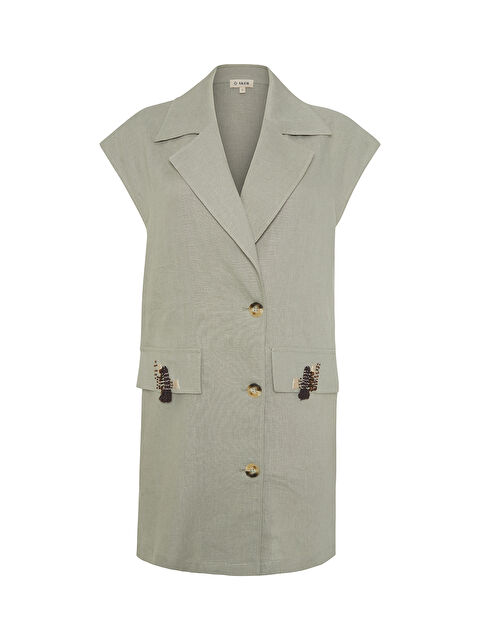 AKER Mint Cepleri İşleme Detaylı Yelek