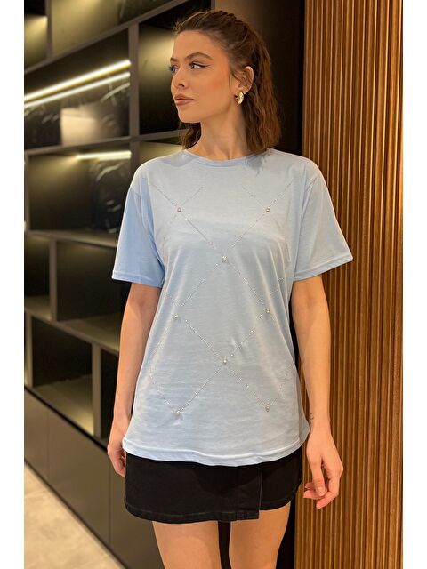 Gülseli Taşlı Kadın Tişört - S000379979-17437