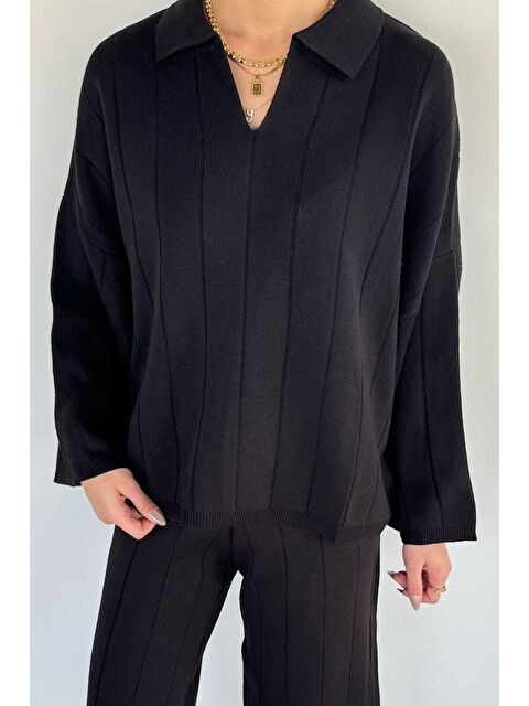 Gülseli Polo Yaka Bluz Pantolon Triko İkili Takım - S000482955-19351