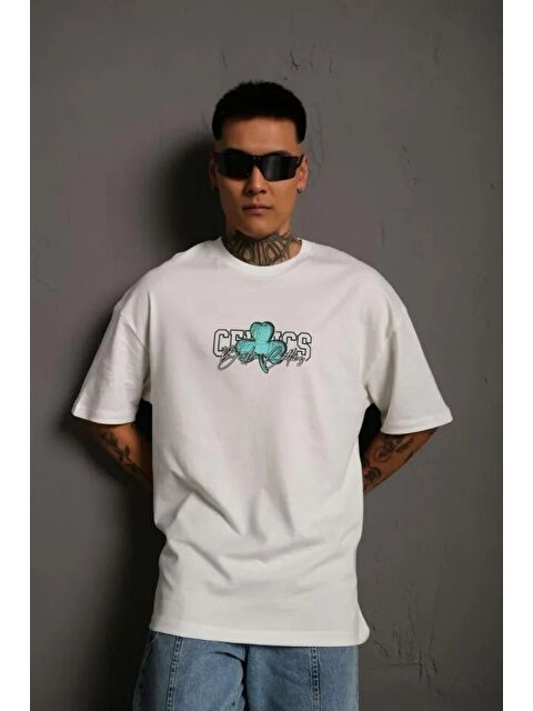 Jane's Erkek Sırt Baskılı T-shirt - Beyaz