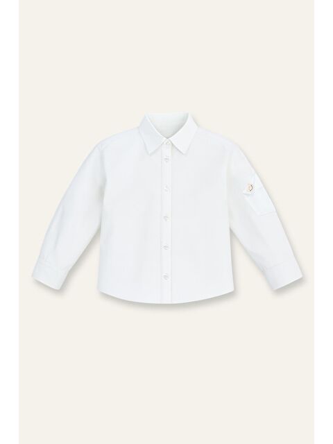 ZEYLAND Kız Çocuk Cep Detaylı Poplin Gömlek - Beyaz - S000444515-20063