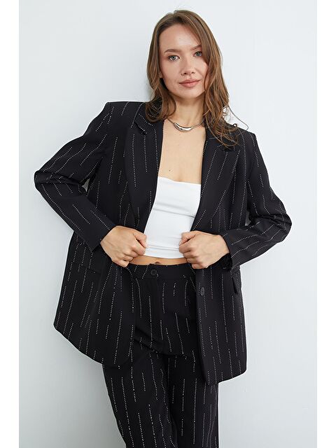 Fullamoda Fullamodest Taşlı Omuz Vatkalı Cepli 2 Li Takım