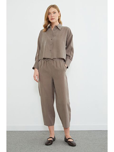 Fullamoda Beli Lastikli Cepli Lyocell Kumaş Pantolon