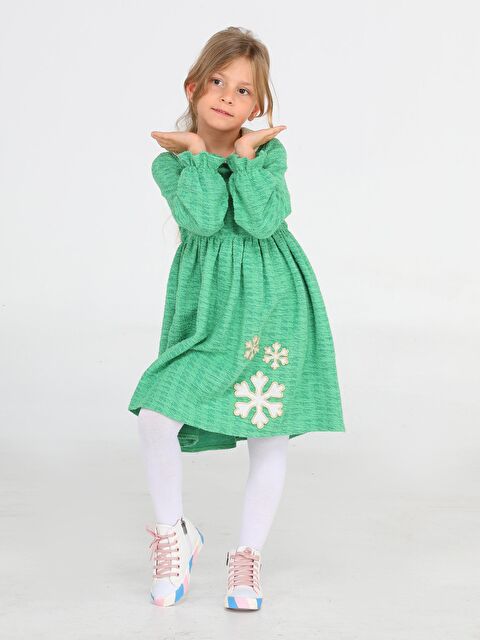 Casabony Kartanesi Yeşil Baby Yaka Kız Çocuk Elbise - S000072954-18194