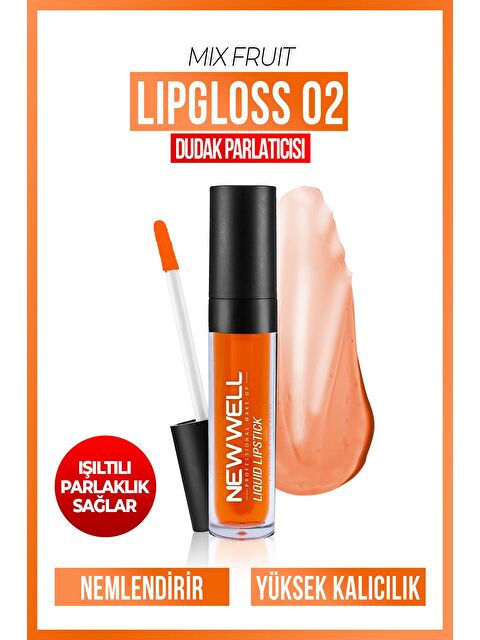 New Well Mix Fruit Lipgloss 02-Karışık Meyve Aromalı Dudak Parlatıcısı 8 ML - S000504205-20013