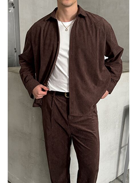HYMAN Erkek Oversize Kesim Kadife Gömlek - S000515521-19413