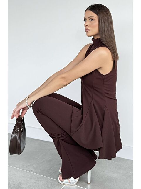 Gülseli Kadın Dik Yaka Bluz Bel Lastikli Paça Büzgülü Pantolon İkili Takım - S000482964-19413