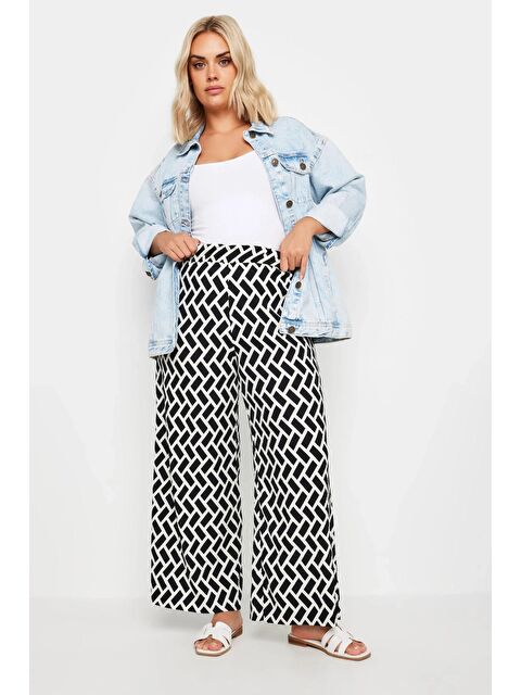 Stil Diva Büyük Beden Beli Lastikli Cepsiz Geniş Paça Pantolon 303315 - S000250652-37424