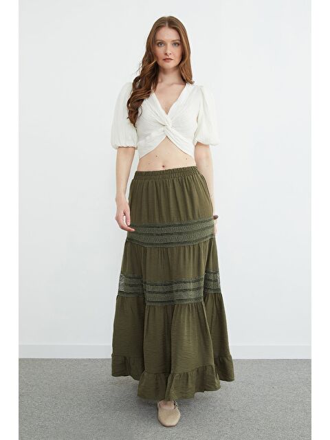 Fullamoda Beli Lastikli Dantelli Maxi Boy Etek - S000530775-18547