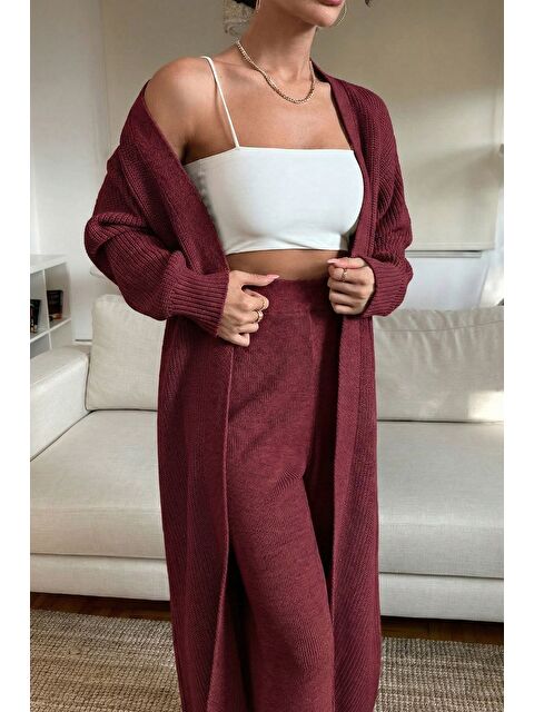 Gülseli Kadın Bel Lastikli Triko Pantolon Uzun Hırka İkili Takım - S000482966-19951