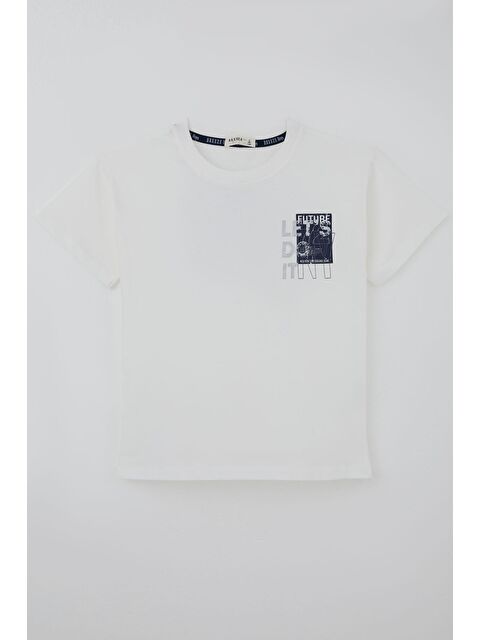 Breeze Erkek Çocuk Tişört Sırt Baskı Detaylı Yazı Baskılı Ekru (5-10 Yaş)