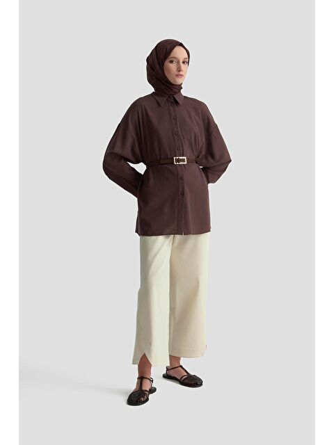 ARMİNE Düğme Detaylı Gömlek 25Kd1108 Kahverengi - S000489409-19413