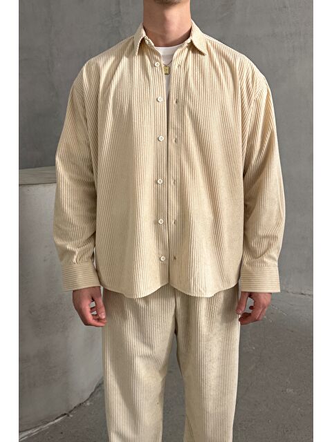 HYMAN Erkek Oversize Kesim Kadife Gömlek - S000515521-19966