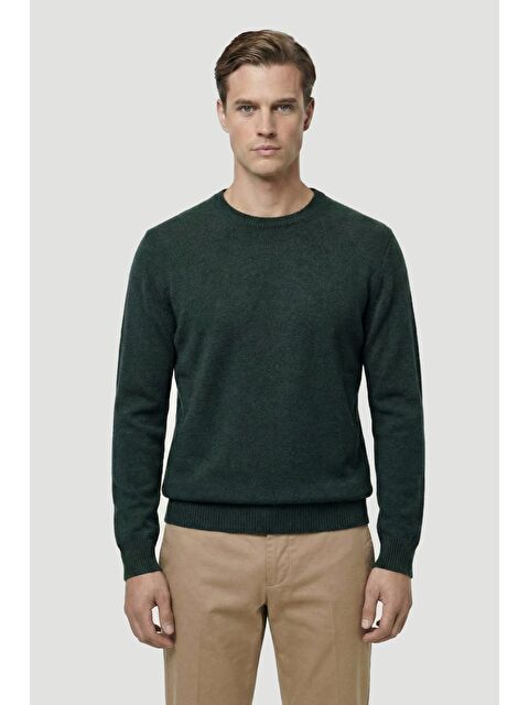 Sabri Özel Nefti Standart Fit Yün Karışımlı Bisiklet Yaka Düz Erkek Triko Kazak - S000523558-18194