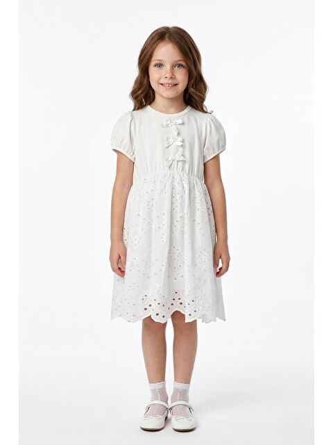 Fullamoda Brode Detaylı Fiyonklu Kız Çocuk Elbise - S000530778-20063