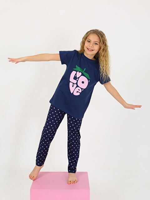 Vitmo Kız Çocuk Kısa Kollu %100 Pamuklu Pijama Takımı Cute Love