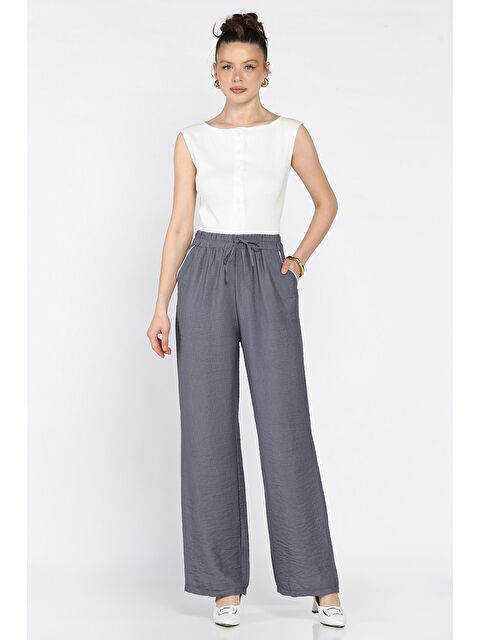 Gülseli Kadın Yüksek Bel Cep Taşlı Palazzo Pantolon - S000386493-29351