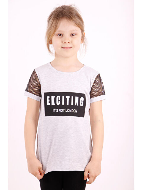 Toontoykids Kız Çocuk Kolları Fileli Baskılı Tişört - S000358985-74