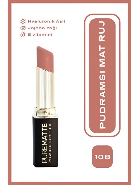 GOLDEN ROSE Pure Matte Powder Lipstick No: 108 - Pudralı Mat Ruj - S000378139-25638