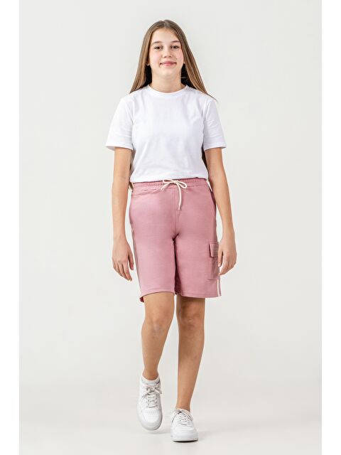 Mışıl Kids Kargo Cepli Cep Kapağı Baskılı Yanlar Biyeli Kız Çocuk Şort - S000513734-20024