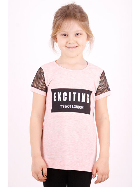 Toontoykids Kız Çocuk Kolları Fileli Baskılı Tişört - S000358985-20024