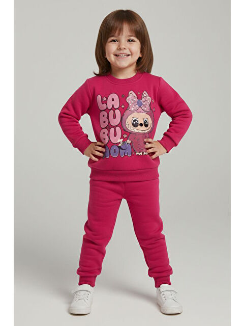 Tofisa Kız Çocuk Fusya Baskılı Şardonlu Takım- 28099-FUSYA - S000495309-18686