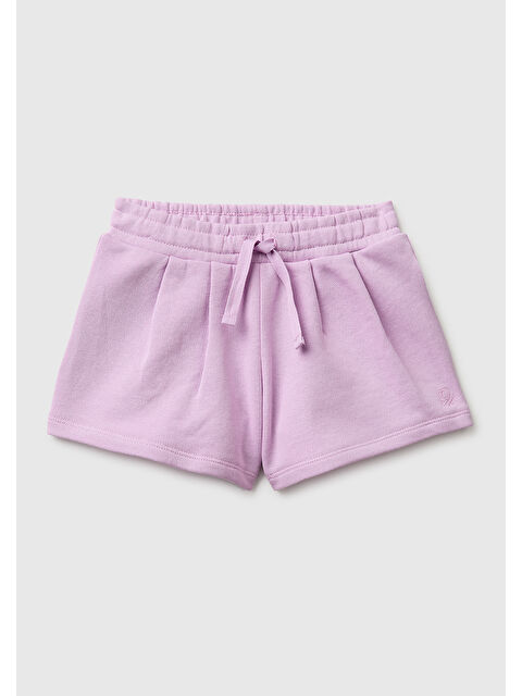 United Colors Of Benetton Kız Çocuk Pembe Logo İşlemeli Beli İpli Şort