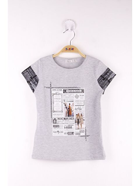 Toontoykids Kız Çocuk Çerçeve Baskılı Taş İşlemeli Tişört - S000358986-74