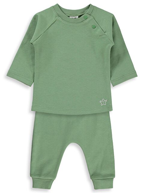 Civil Baby Yıldız Nakışlı 3-18 Ay Takım - Haki