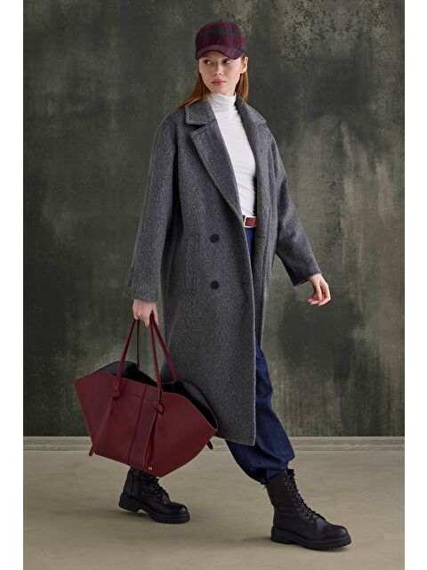 HE-QA Kruvaze Uzun Kaban Antrasit - S000497558-29666