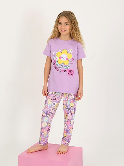 Vitmo Kız Çocuk Kısa Kollu %100 Pamuklu Pijama Takımı Be Kind