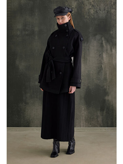 HE-QA Dik Yaka Kaban Siyah - S000497559-19351