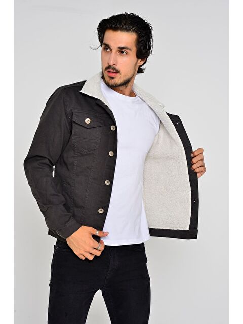 Comstar Erkek Trend Kışlık Içi Kürklü Jean Ceket Antrasit