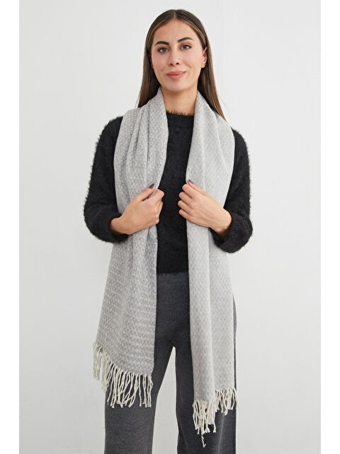 Fullamoda Kadın Gri Kare Desenli Şal - S000463073-20600