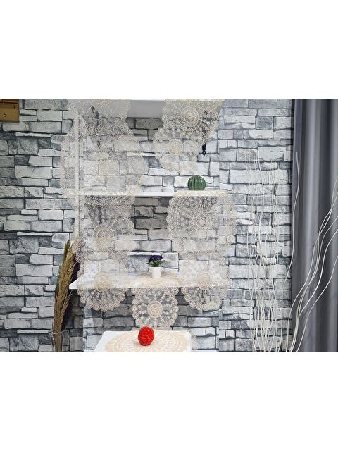 Çeyiz Diyarı Çiçek Kordonlu 5 Parça Salon Takımı Cappucino - S000499089-19413