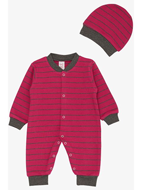 Breeze Kız Bebek Tulum Çizgili Fuşya (0-6 Ay) - S000332481-18686