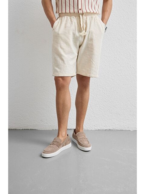 Livio Ferri Sangi Erkek Keten Rahat Kalıp Şort