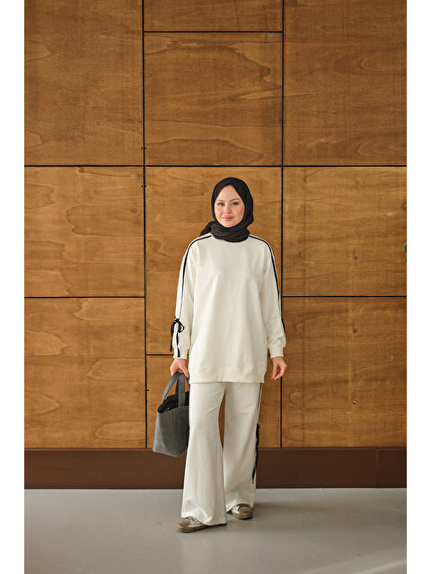 Locco Moda Kadın Kurdele Detay İkili Takım Beyaz - S000492435-20063