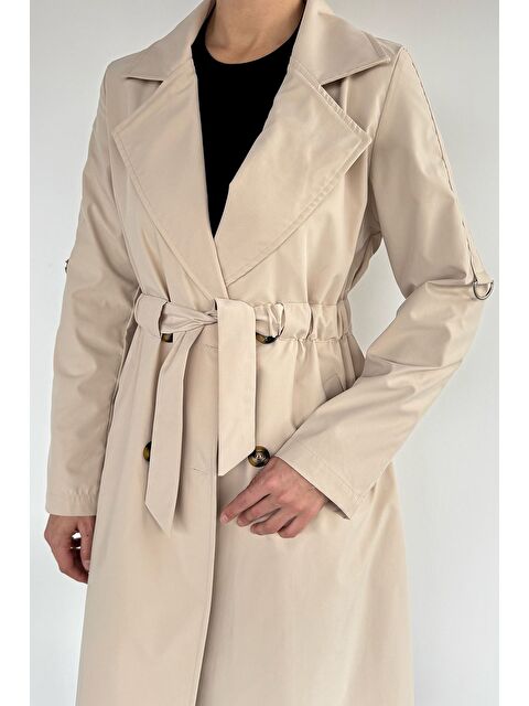Gülseli Bel Büzgülü Kuşaklı Kadın Trençkot - S000482975-25636