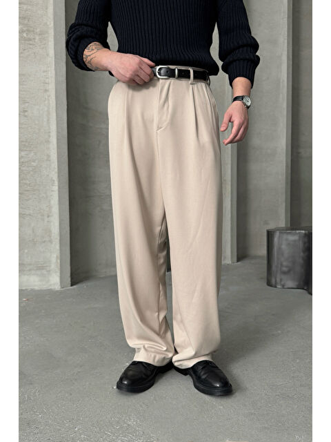 HYMAN Erkek Pileli Ekstra Baggy Kalıp Kumaş Pantolon - S000515522-19966