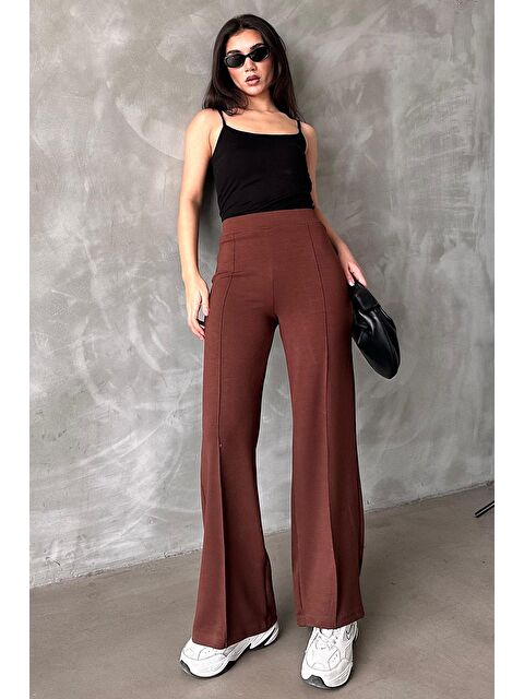 Madmext Kahverengi Yüksek Bel İspanyol Paça Kadın Tayt Pantolon Mg2287 - S000345579-19413