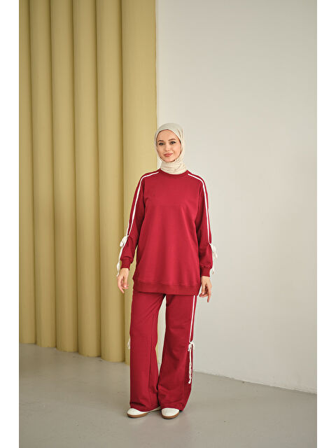 Locco Moda Kadın Kurdele Detay İkili Takım Bordo - S000492435-19951