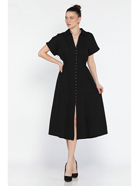 Gülseli Polo Yaka Ön Düğmeli Kadın Elbise - S000373311-19351