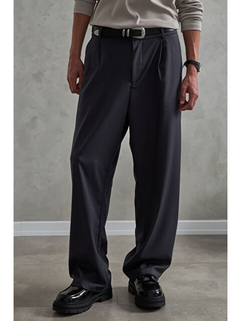 HYMAN Erkek Pileli Ekstra Baggy Kalıp Kumaş Pantolon - S000515522-33408