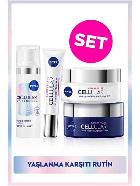 NIVEA Cellular Epigenetics Rejuvenating Yaşlanma Karşıtı Serum 30ml, Göz Kremi, Gündüz ve Gece Kremi 50ml - S000457304-26865