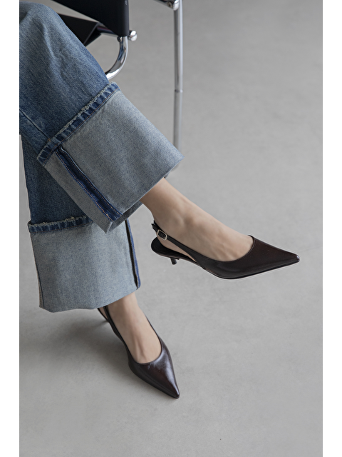 Straswans Cuesta  Kadın Topuklu Kırışık Deri Ayakkabı Kahve - S000526245-19413