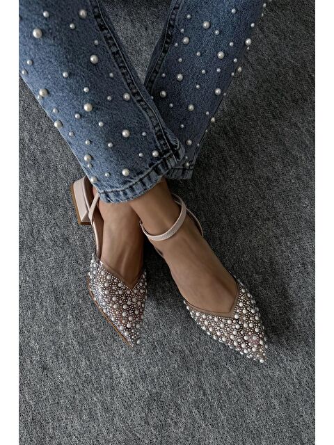 Straswans Marisa Kadın Taş Detay Şeffaf Topuklu  Ayakkabı Bej - S000526184-19928